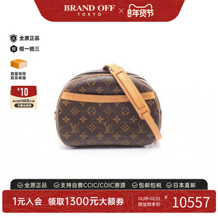 中古LV路易威登女包A级95新Blower苹果包帆布斜挎包棕色