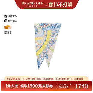 中古Hermes爱马仕女A级95新scarf围巾丝绸围巾/丝巾蓝色
