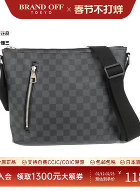 中古LV路易威登女包A级95新 Graphite Mick棋盘格斜挎包正品时尚