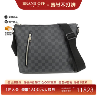 中古LV路易威登女包A级95新 Graphite Mick棋盘格斜挎包正品时尚