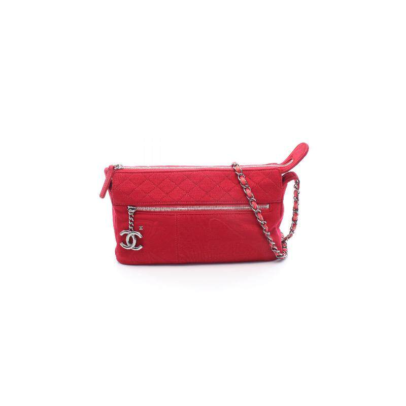 中古Chanel香奈儿女包B级9新Shoulder bag肩包帆布斜挎包红色