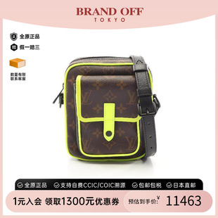 防水帆布斜挎包棕色 中古LV路易威登男包A级95新Christopher涂层
