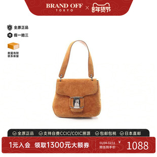 中古Ferragamo菲拉格慕女包B级9新hand手翻毛皮 / 绒面革手提包