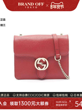 中古Gucci古驰女包A级95新bag包牛皮斜挎包红色经典BRANDOFF正品