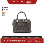 中古Fendi芬迪女包B级9新Handbag手包帆布斜挎包棕色正品 BRANDOFF