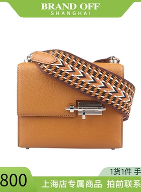 「9新」中古女包爱马仕VERROU编织肩带山羊皮迷你斜挎包BRANDOFF