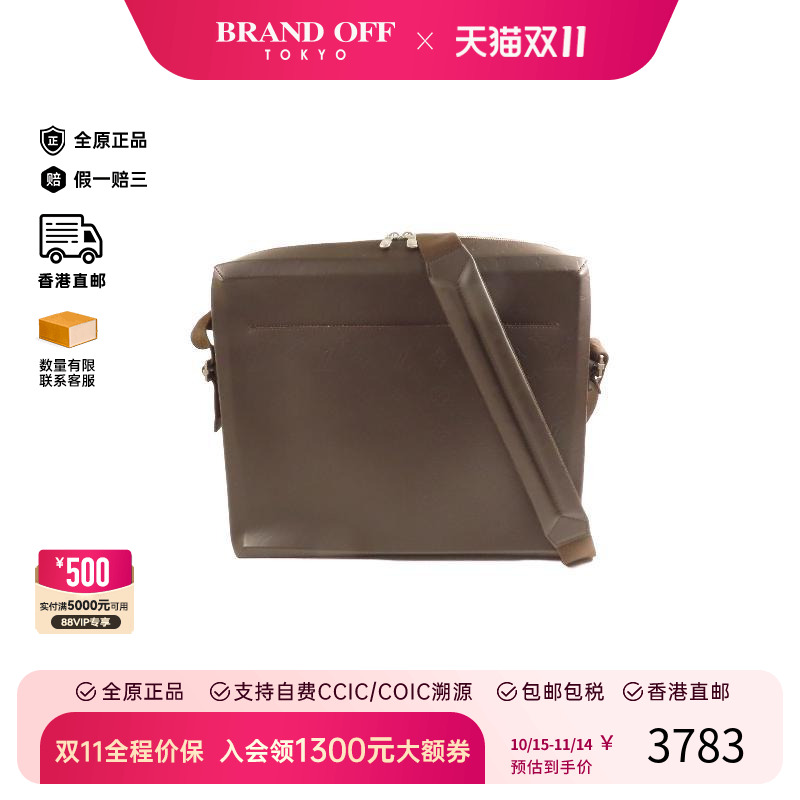 中古LV路易威登男包B级9新Shoulder bag肩包牛皮斜挎包棕色HK正品
