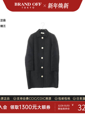 中古Balenciaga巴黎世家女B级9新coat风衣外套羊毛外套黑色