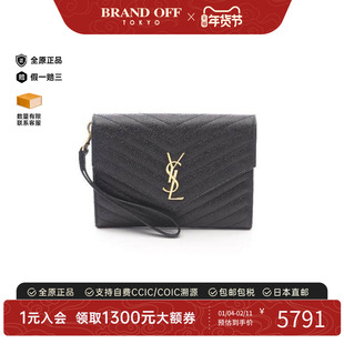 中古YSL圣罗兰女包A级95新Clutch bag手拿包牛皮手拿包黑色