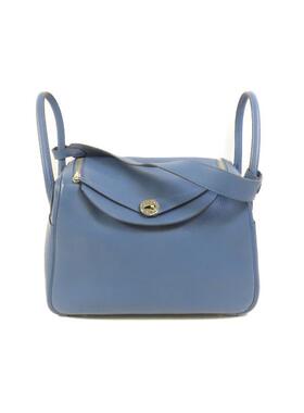 中古Hermes爱马仕女包A级95新Lindy 30琳迪30牛皮斜挎包蓝色