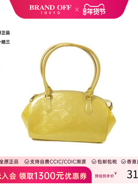 中古LV路易威登女包C级85新Shoulder bag肩包漆皮单肩包黄色复古