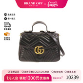 中古Gucci古驰女包B级9新Marmont马蒙包牛皮斜挎包黑色正品 时尚