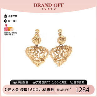 中古YSL圣羅蘭女B級9新vintage復(fù)古鍍金金屬耳夾 耳釘金色休閑