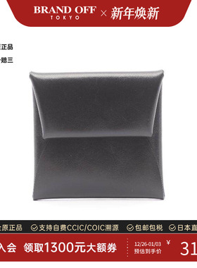 中古Hermes爱马仕女A级95新coin purse零钱包牛皮零钱包黑色时尚
