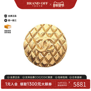 中古Chanel香奈儿女A级95新brooch胸针镀金金属胸针金色