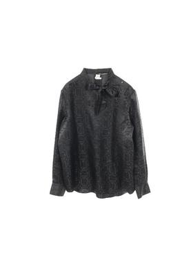 中古Hermes爱马仕女A级95新blouse女士衬衫丝绸上衣黑色