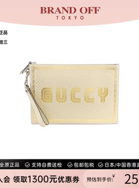 中古GUCCI古驰女包A级95新GUCCY字母金色手拿包经典BRANDOFF正品