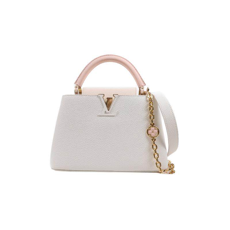 中古LV路易威登女包S级99新Capucines卡普辛牛皮斜挎包白色正品