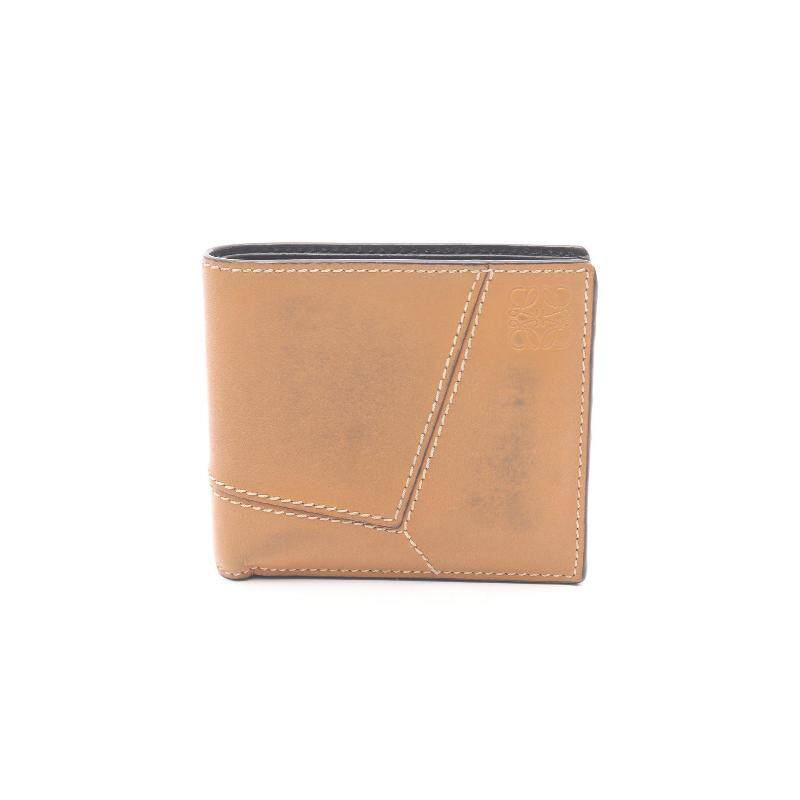 中古Loewe罗意威女B级9新bifold双折牛皮长钱包棕色正品BRANDOFF