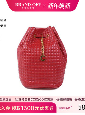 中古Celine赛琳女包B级9新Backpack背包牛皮双肩包红色HK时尚正品