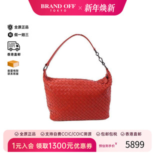 中古Bottega Veneta葆蝶家女包A级95新Handbag手包羊皮手提包红色