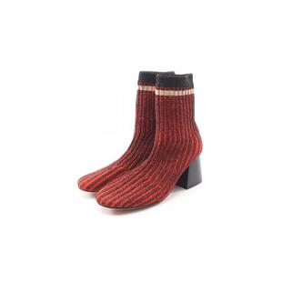 中古Celine赛琳女A级95新boots靴子尼龙鞋红色