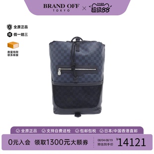 中古LV路易威登男包A级95新Cobalt Matchpoint黑色棋盘格双肩包