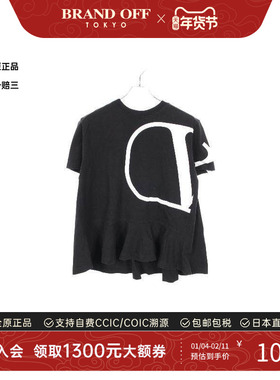 中古Valentino华伦天奴女B级9新T-shirtT恤棉上衣黑色