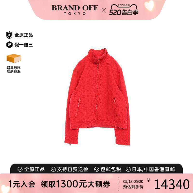 中古LV路易威登男A级95新blouson夹克衫帆布外套红色高级BRANDOFF