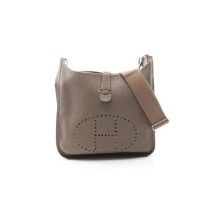 中古Hermes爱马仕女包B级9新Evelyn伊芙琳牛皮斜挎包灰色