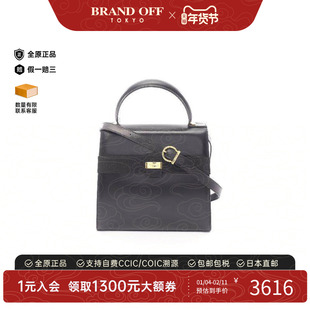 中古Ferragamo菲拉格慕女包B级9新handbag手提包牛皮斜挎包黑色