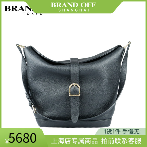 SH「9.0新」CELINE(赛琳)BUCKET 6黑色粒面牛皮中号单肩包190263B