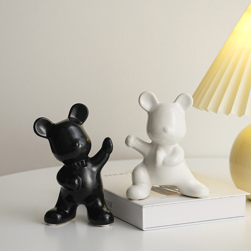 简约轻奢创意小熊书档摆件酒柜客厅电视柜陶瓷装饰品书架摆件饰品,收纳整理,桌面收纳盒,淘宝优惠券,粉丝福利购,淘宝优惠卷