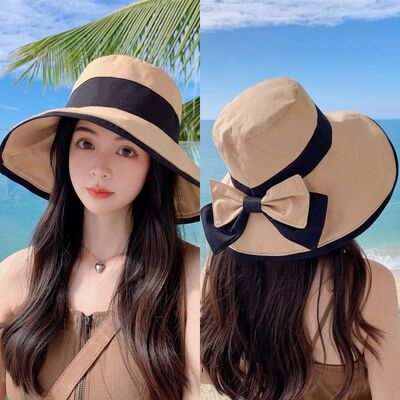 渔夫帽女款2026新款帽子大檐遮阳帽防晒帽可折叠度假休闲沙滩帽