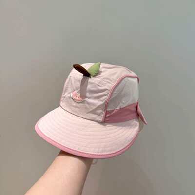 宝宝放晒帽一岁女宝夏季薄款大帽檐防紫外线网眼透气小月龄遮阳帽