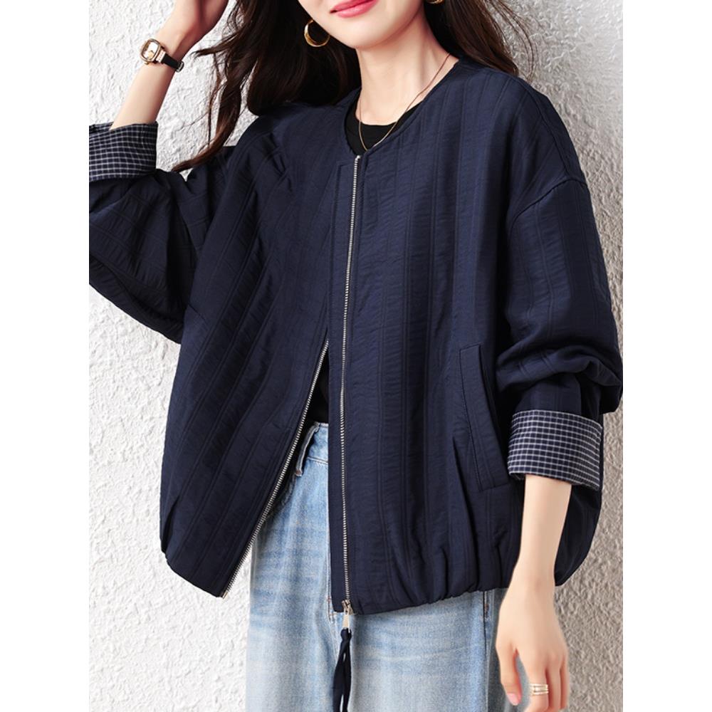 JOYIASS2025秋冬新款拼接格子服小个子衣短款宽松夹外套女