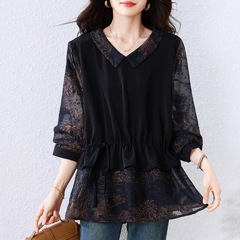 JOYIASS假两件长袖衬衫2025早秋新款小衫高级感轻奢减龄洋气上衣