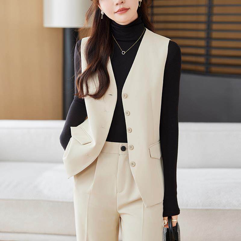 BLLOUKE气质修身西装马甲外套女春秋季2024新款秋装无袖外搭马夹