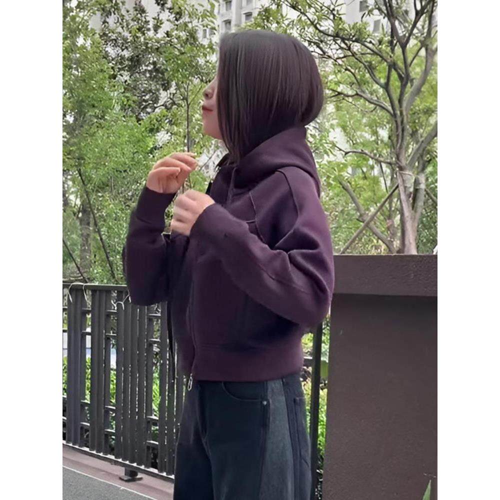 JOYIASS拉炼开衫短款连帽卫衣外套女秋季2025超火新款爆款春秋款