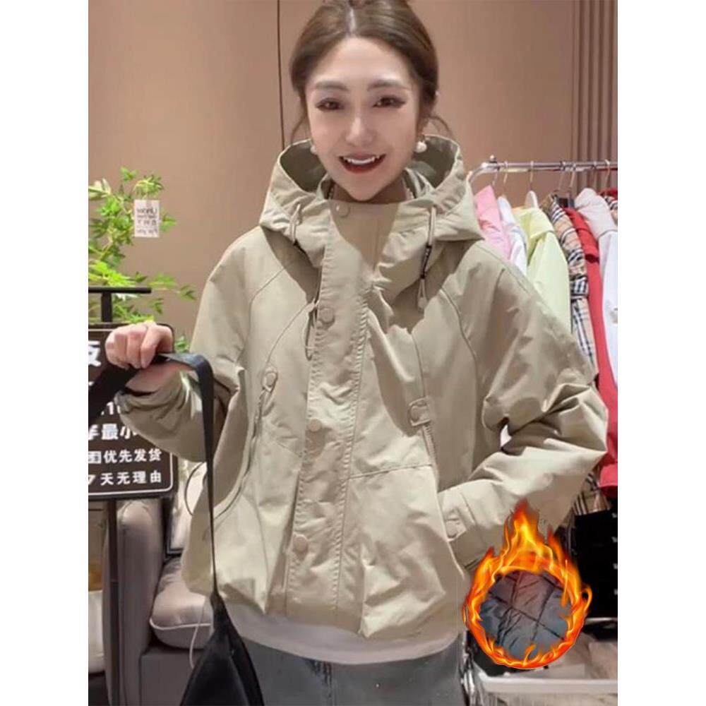 JOYIASS外套2025新款今年流行爆款秋冬季韩版时尚连帽加绒加厚冲