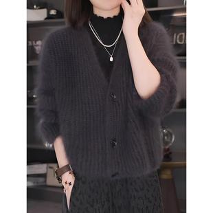 JOYIASS毛衣外套2025秋冬季新款女士气质超好看玫粉色加厚保暖长