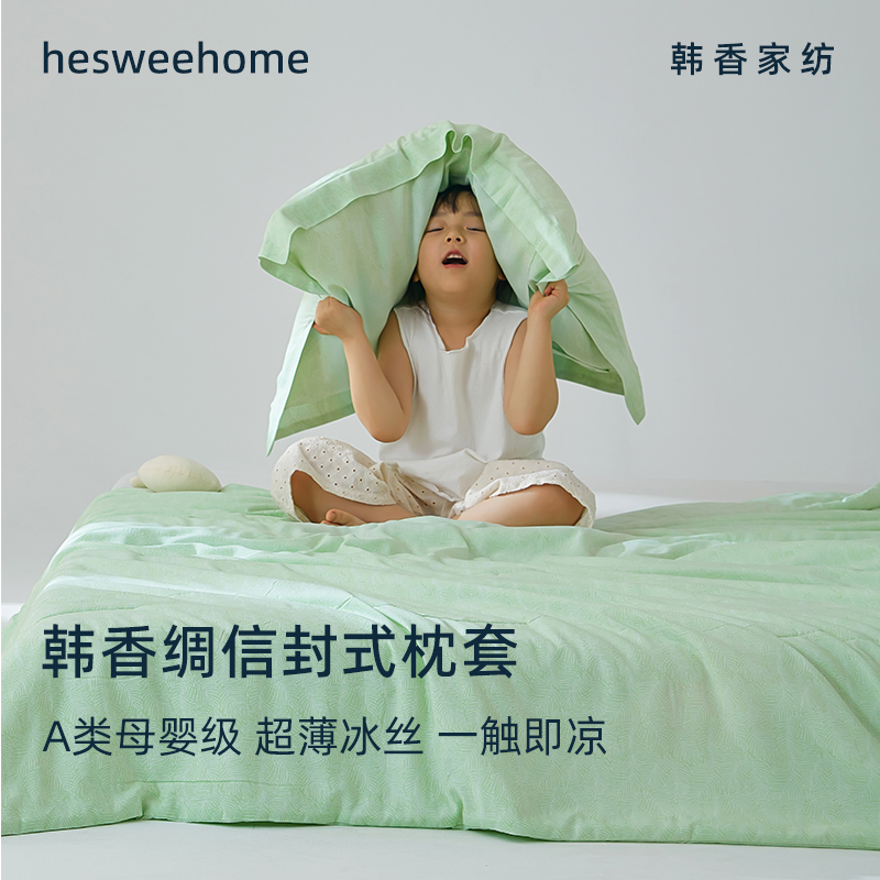 A类韩香绸超薄冰丝凉感枕套48cmx74cm一对装成人透气儿童卡通2025