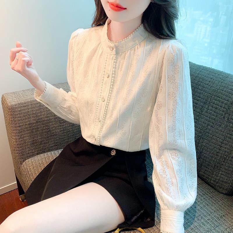 JOYIASS加绒加厚杏色蕾丝内搭打底衫女士秋冬巨好看的高级感独特