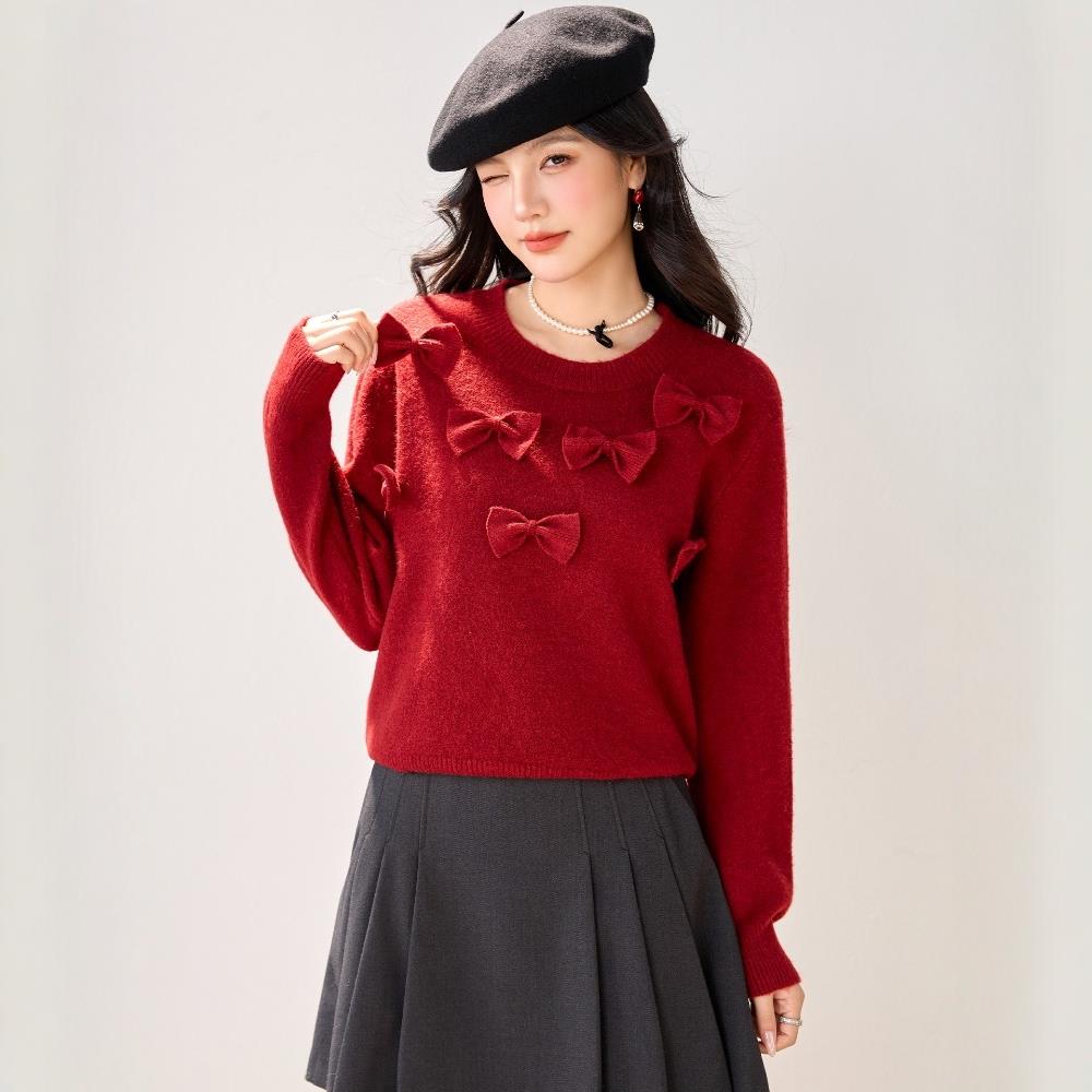 JOYIASS红色针织毛衣女士秋冬巨好看的高级感独特别致漂亮内搭打