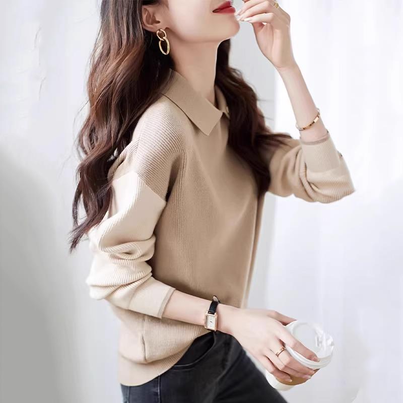 JOYIASS高级感polo领针织衫上衣女士秋季流行风格巨好看的宽松内