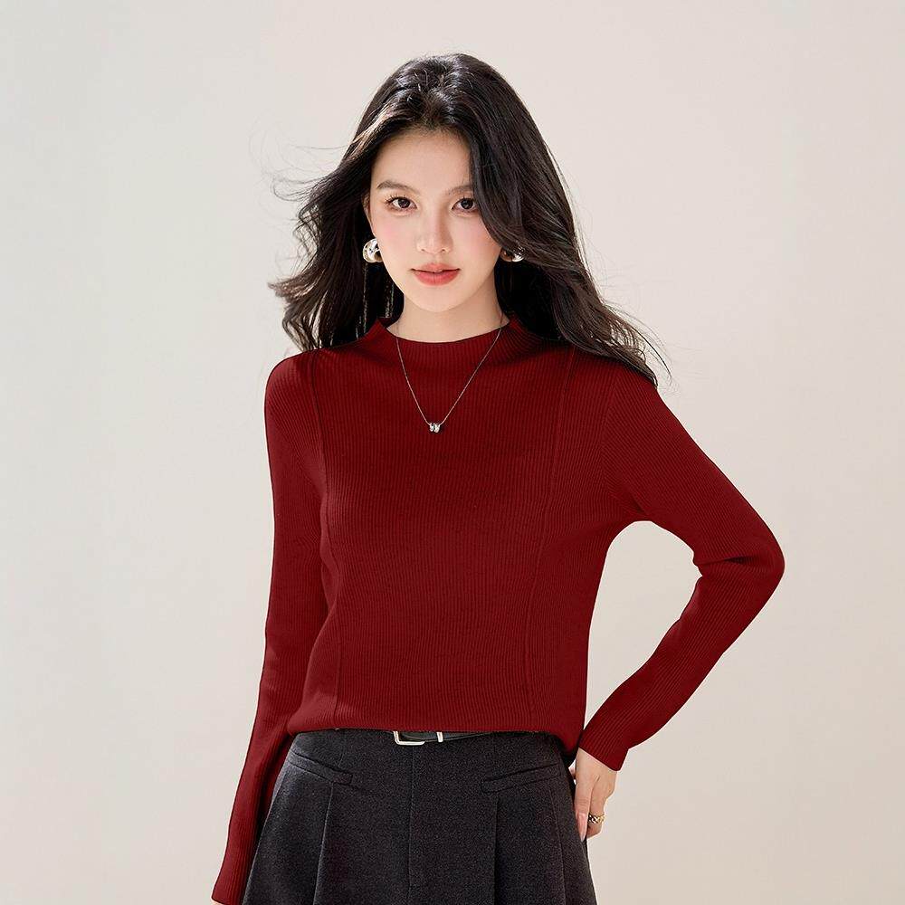 JOYIASS高级感半高领灰色针织内搭打底衫女秋冬巨好看的独特绝美