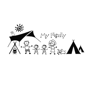 三口四口之家户外露营野炊汽车贴纸电动车装饰车贴车身贴个性创意