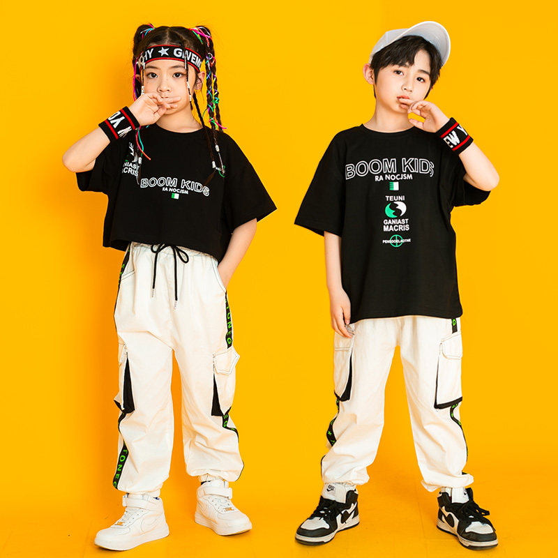 夏季街舞服装儿童运动会演出服男女小学生啦啦队服嘻哈爵士舞潮服_虎窝淘
