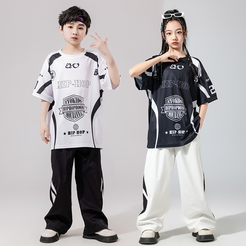 儿童夏街舞潮服男童嘻哈短袖套装