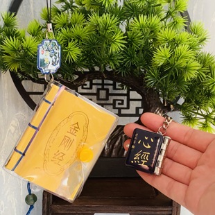 心经完整版金刚经袖珍书钥匙扣新款佛经高级感平安挂件女士包包挂链结实耐用口袋书创意礼品可爱般若波罗蜜多心经全文解释口袋书